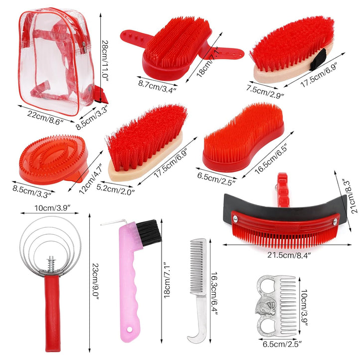 MUALROUS Pferdepflege-Kits 10-TLG Pferdereinigungs Set Pferdebürsten-Set Brush Putzzeug für Pferde S