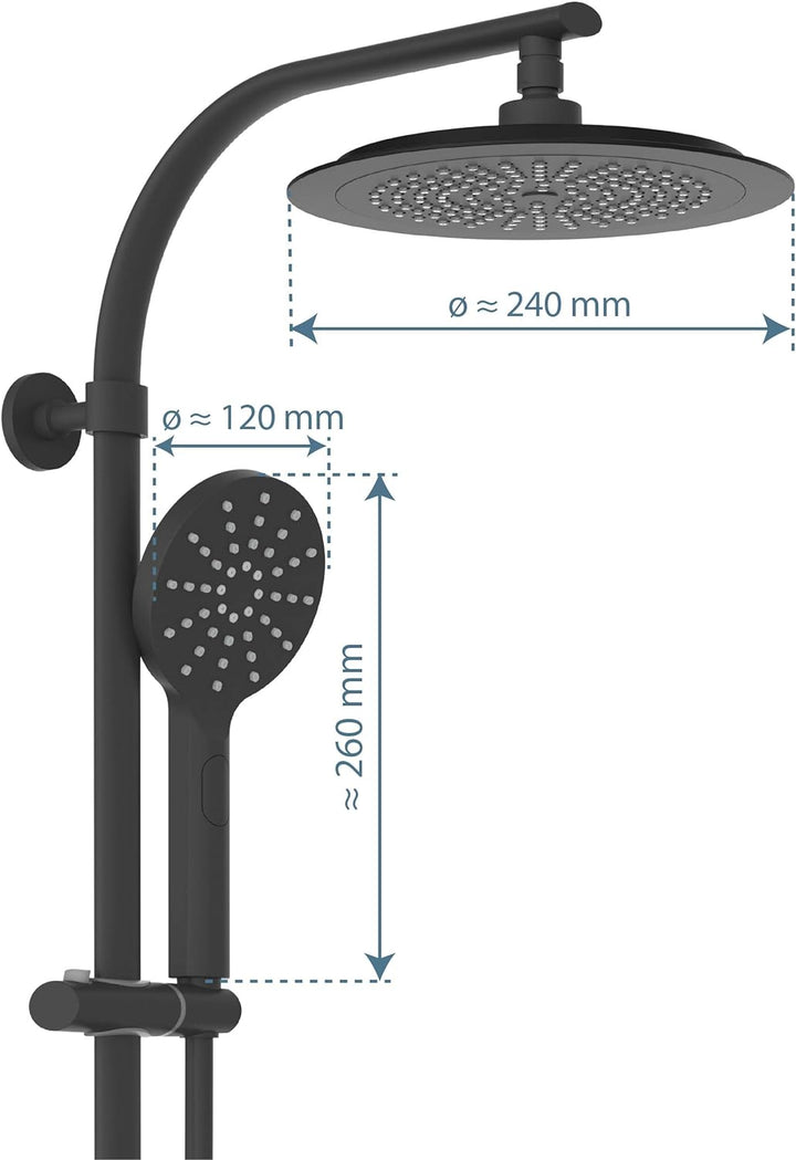 SCHÜTTE MADURA Duschsystem mit Thermostat, Duschset Regendusche inkl. Kopfbrause, Handbrause, mit Du