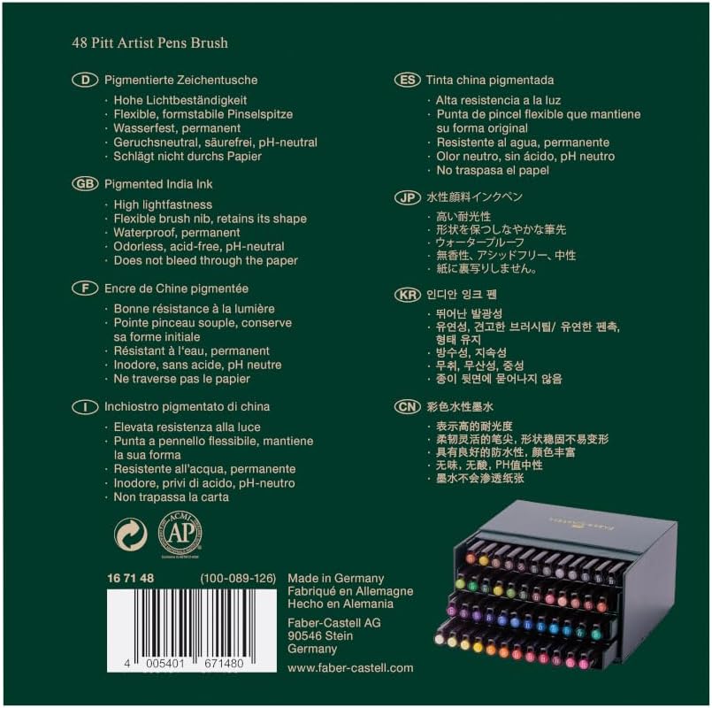 Faber-Castell 167148 - Tuschestift Pitt Artist Pen Brush, 48er Atelierbox 48 stück (1er Pack) Single
