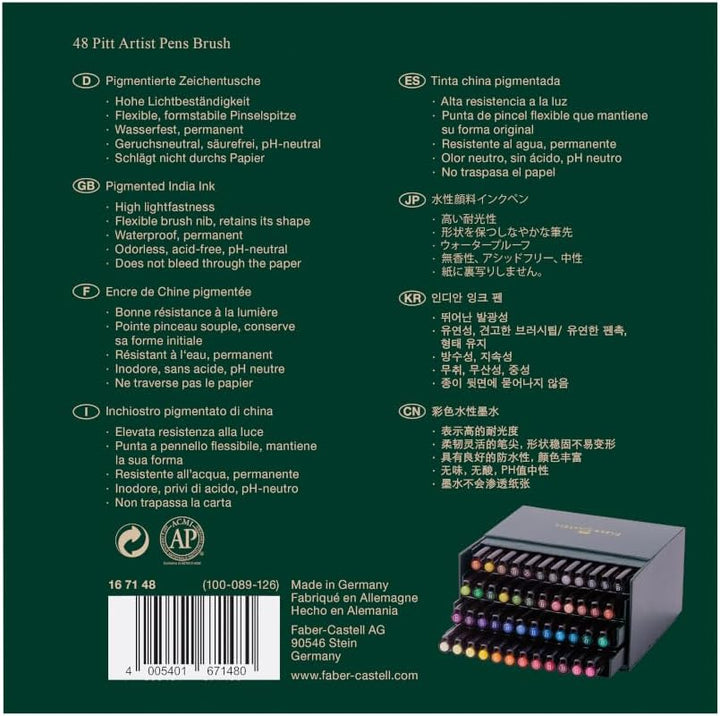 Faber-Castell 167148 - Tuschestift Pitt Artist Pen Brush, 48er Atelierbox 48 stück (1er Pack) Single