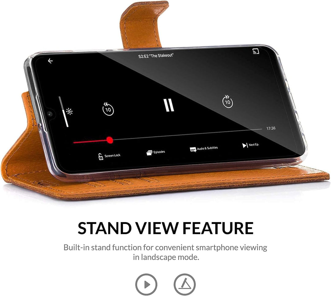 SURAZO Handyhülle für Galaxy S21 5G hülle - Premium RFID Echt Lederhülle Schutzhülle mit Standfunkti