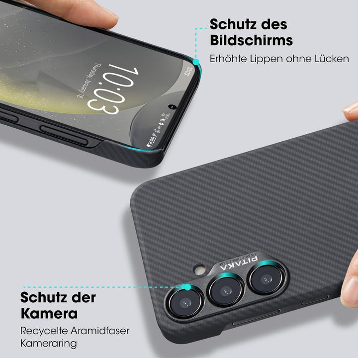 pitaka Hülle für Samsung Galaxy S24 Plus aus 100% Aramidfaser Magnetische Handyhülle Ultradünne und