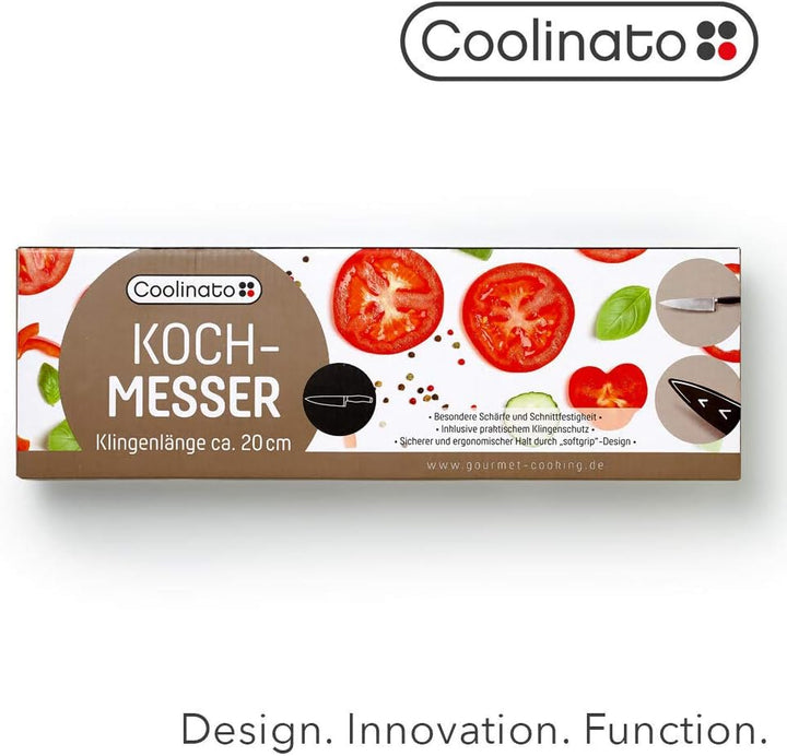 Coolinato Profi Küchenmesser - Kochmesser 20cm, extrem scharf, Japanischer Klingenstahl, Soft Grip G