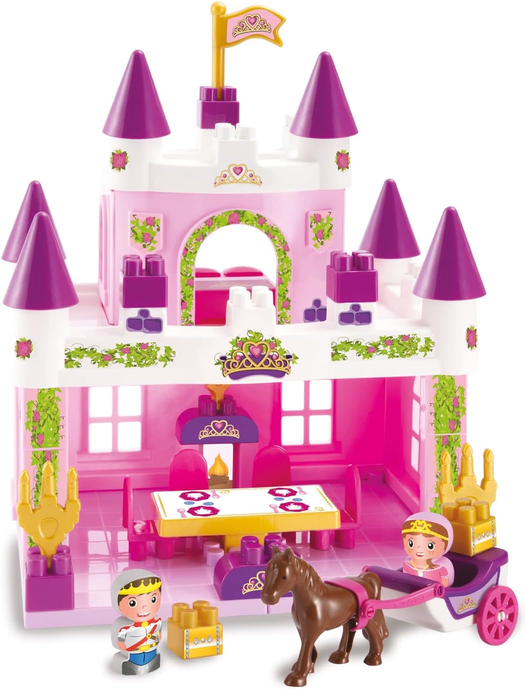 Ecoiffier – Abrick Märchenschloss – Schloss aus grossen Bausteinen, mit Prinzessin, Prinz und Kutsch