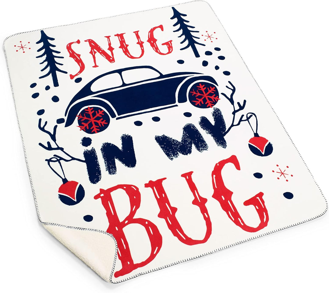 Volkswagen 1H4084503 Kuscheldecke mit VW Käfer Motiv, Snug in My Bug, Flauschige Microfleece Reisede