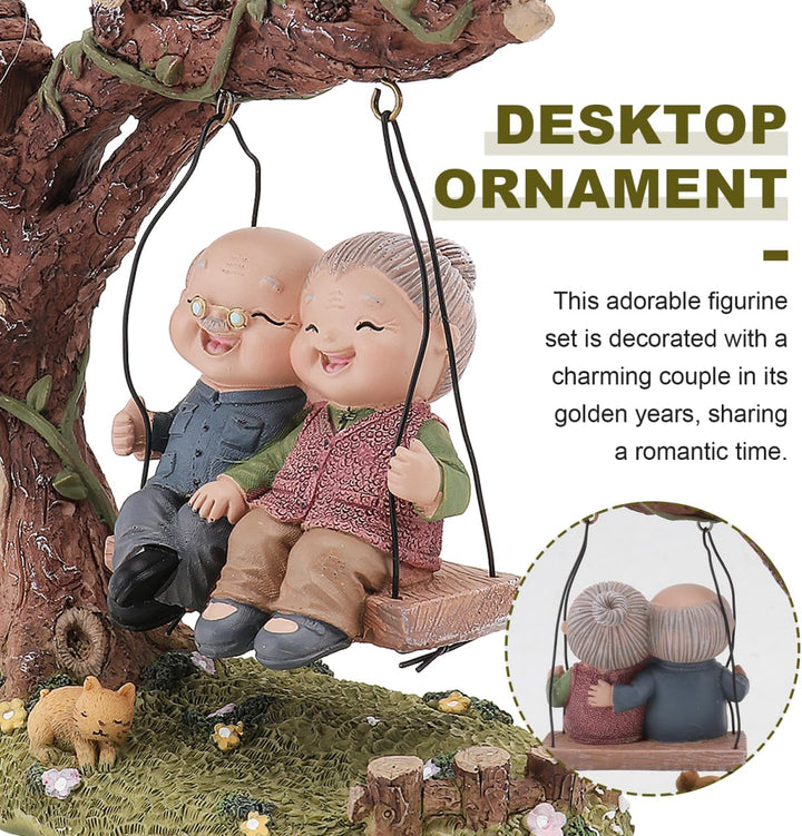 Angoily Romantische Liebespaar-Figuren Sweet Loving Together, Skulptur für ältere Menschen, Miniatur