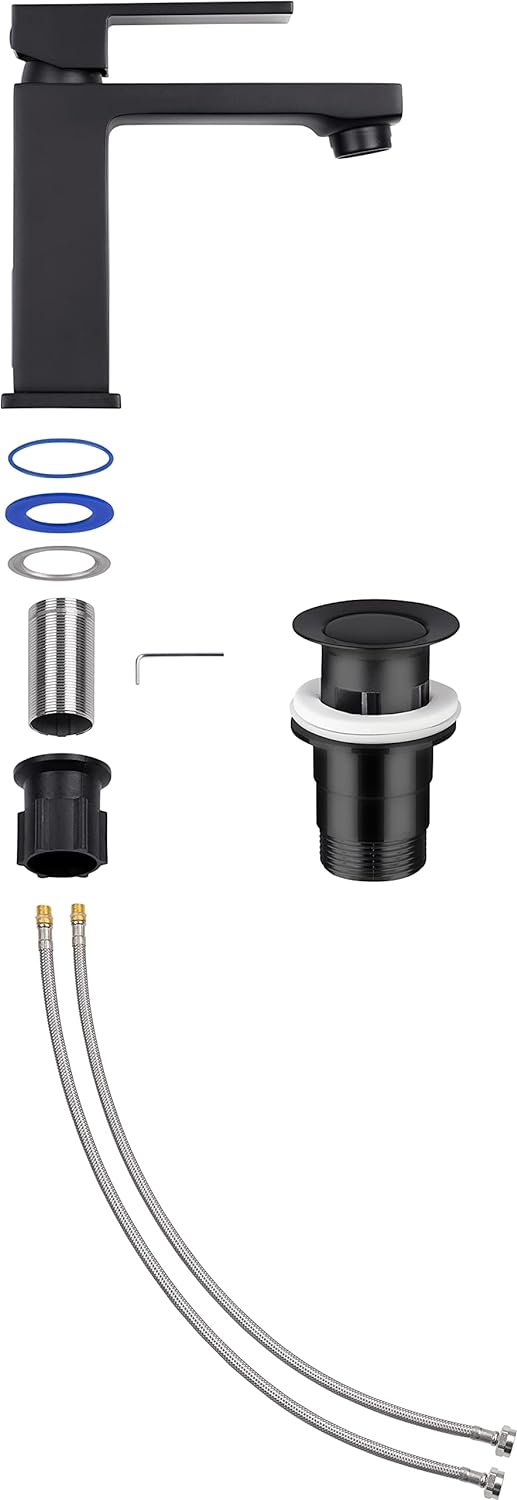 Cornat Waschtisch-Einhebelarmatur "Noir" - Black Edition - Matt schwarzer Messingkörper - Mühelose S