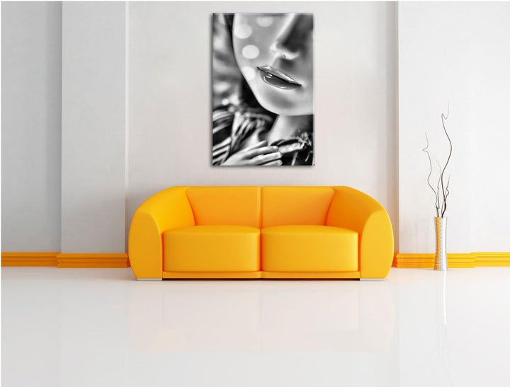 Pixxprint zarter Puppenmund als Leinwandbild | Grösse: 100x70 cm | Wandbild| Kunstdruck | fertig bes