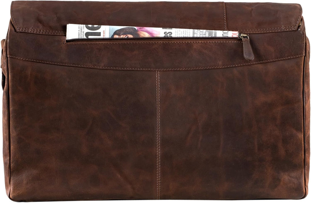 STILORD 'Maximus' XXL Ledertasche riesige Umhängetasche Unitasche 17 18 19 21 Zoll Laptop Aktentasch