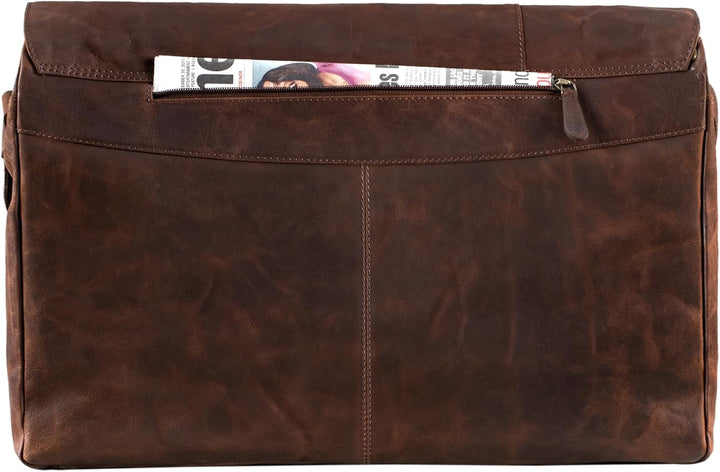 STILORD 'Maximus' XXL Ledertasche riesige Umhängetasche Unitasche 17 18 19 21 Zoll Laptop Aktentasch