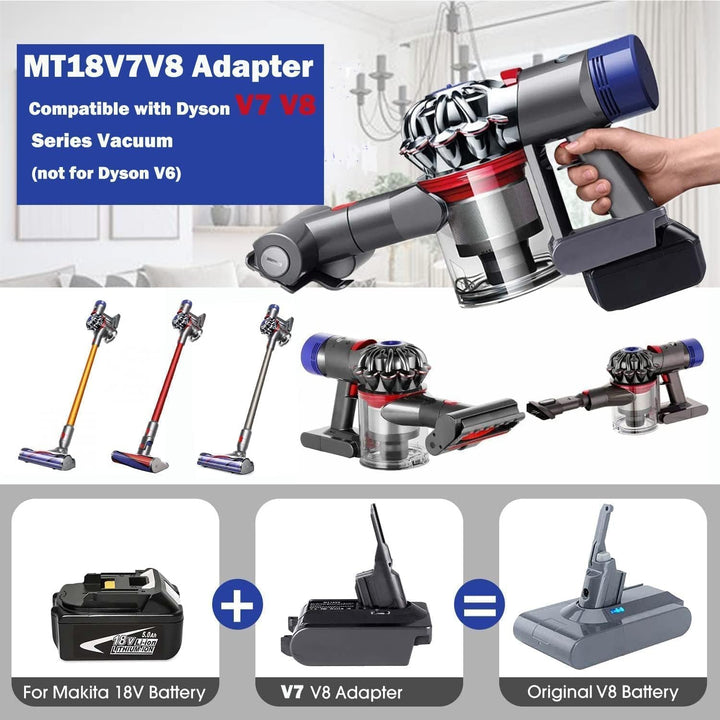 【Upgraded】 2-in-1 V7/8 Akku-Adapter für Makita 18V Akku konvertieren zu für Dyson V7/8 Handstaubsaug