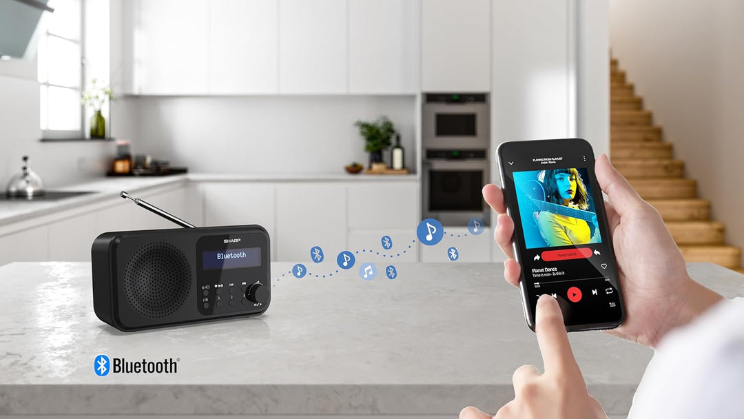 SHARP DR-P420 Portables Digitalradio (DAB/DAB+/FM mit RDS, USB, Bluetooth 5.0, 3,5mm Klinke Wecker-F