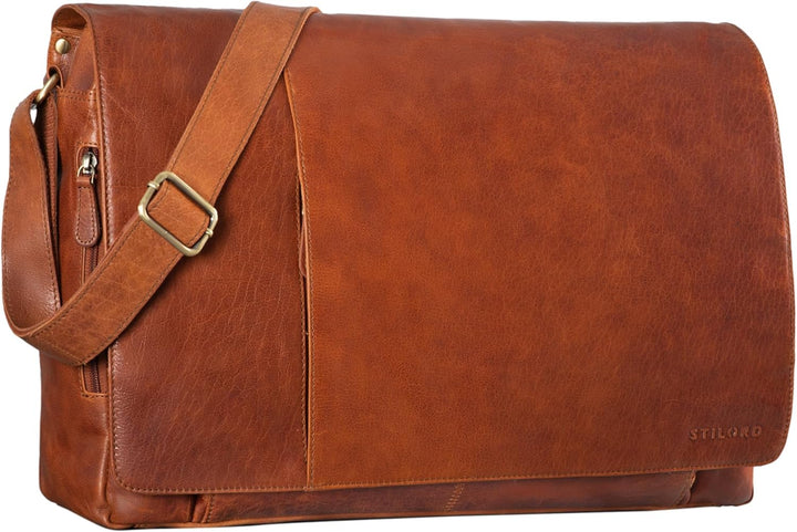 STILORD 'Maximus' XXL Ledertasche riesige Umhängetasche Unitasche 17 18 19 21 Zoll Laptop Aktentasch