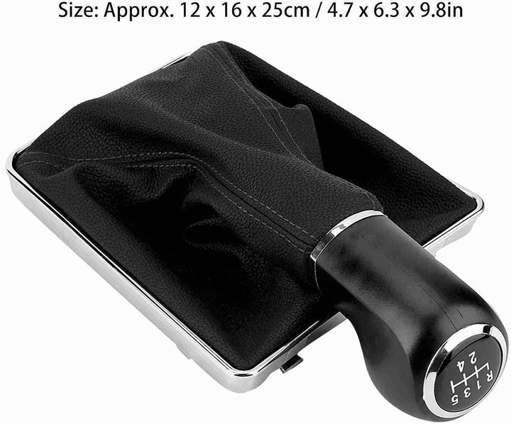 Aramox 5 Gang ABS Schaltknauf Kunstleder Gamasche Kofferraumabdeckung Schwarz für Opel Astra Corsa G