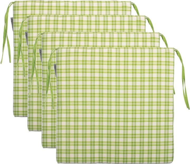 brandsseller 4er Vorteilspaket Sitzkissen Kariert Stuhlkissen Sitzauflage Stuhlauflage mit 4 Kordelb