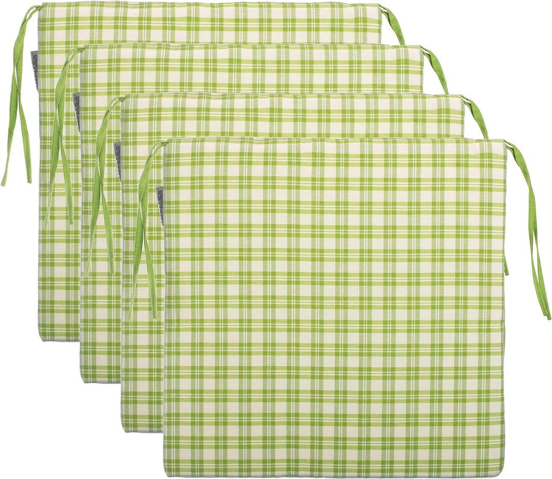 brandsseller 4er Vorteilspaket Sitzkissen Kariert Stuhlkissen Sitzauflage Stuhlauflage mit 4 Kordelb