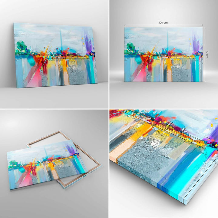 Bilder auf Leinwand 100x70cm Leinwandbild mit Rahmen Abstraktion modern Gross Wanddeko Bild Schlafzi