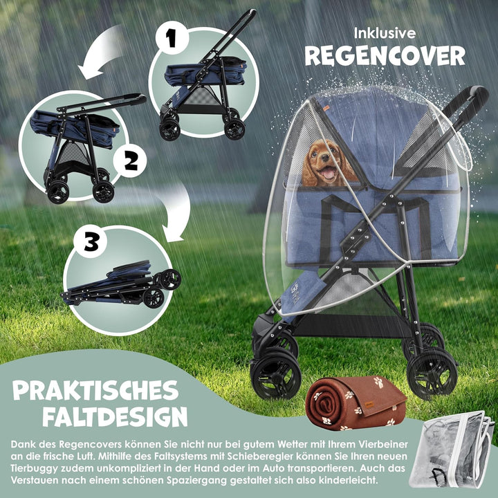 LOVPETยฎ Hundewagen 2in1 Hundebuggy Hundebox Transporttasche Faltbar klappbar bis 20kg Haustiere Bugg