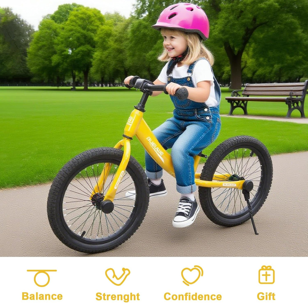 Bueuwe Kinder Laufrad 16 Zoll ab 4-7 Jahre für Mädchen und Junge, Kinderlaufrad mit Verstellbarem Sa