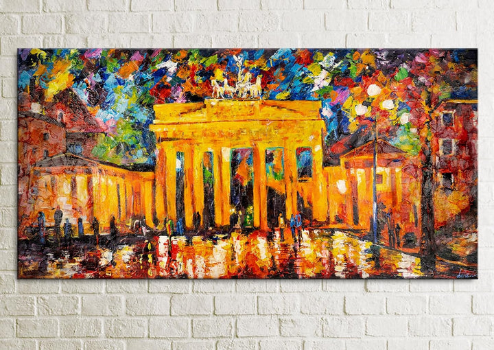 YS-Art XXL Abstrakt Acryl Gemälde auf Leinwand Brandenburger Tor handgemalt Wandbilder Wohnzimmer mo