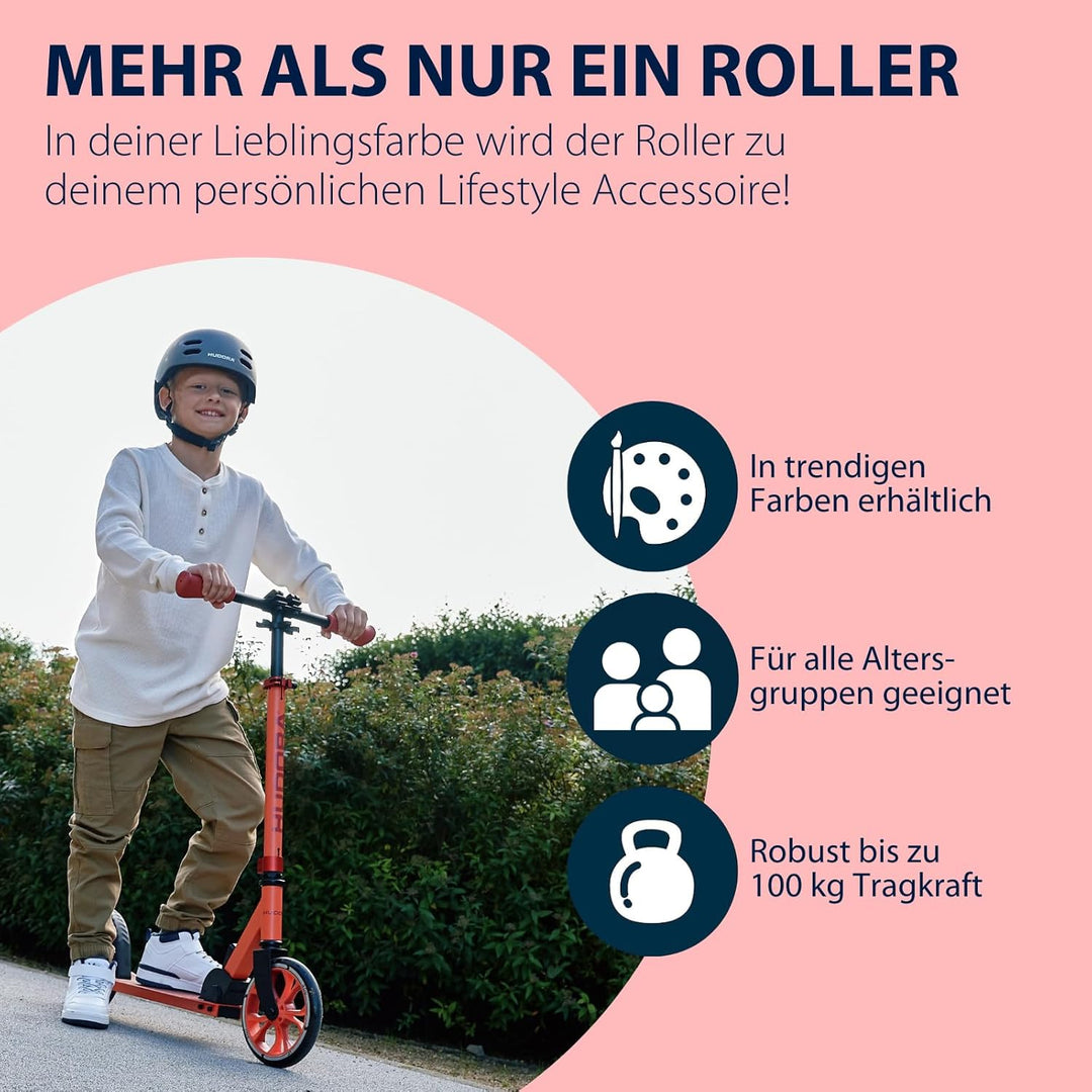 HUDORA Scooter Up 200 - Geräuscharmer Aluminium-Roller für bis zu 100kg - Höhenverstellbarer & zusam