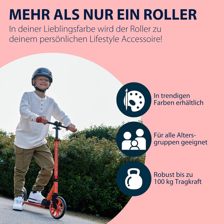 HUDORA Scooter Up 200 - Geräuscharmer Aluminium-Roller für bis zu 100kg - Höhenverstellbarer & zusam