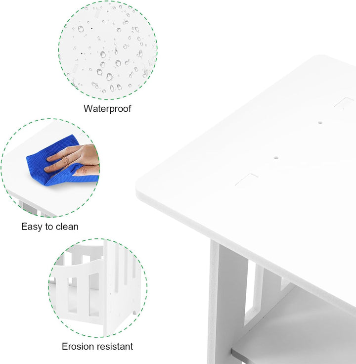 Nachttisch Weiss, 2 Ebenen Beistelltisch, Wohnzimmer Sofa Tisch Beistelltisch, Nordic Stil Schlafzim