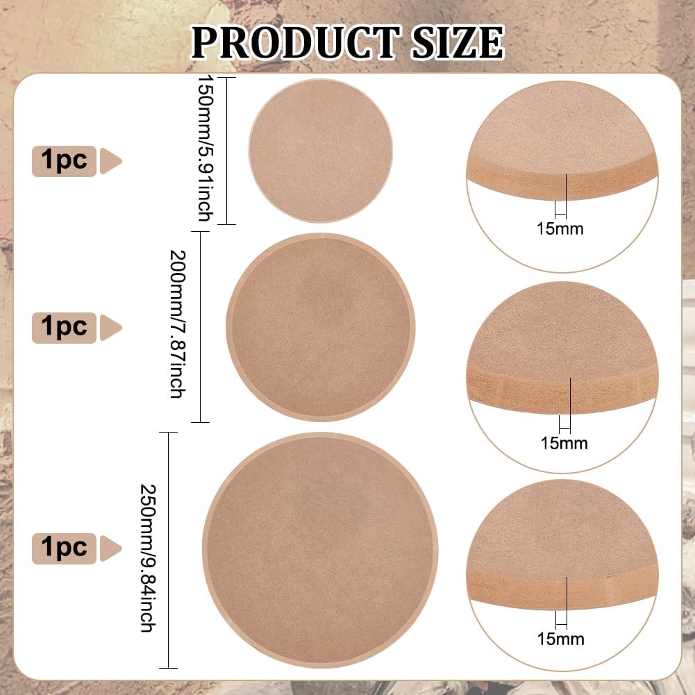 BENECREAT 3 Stück Runde Töpferform, Keramikplatten-Formform, Hölzerne Dichteplatte Bedruckte Rohling