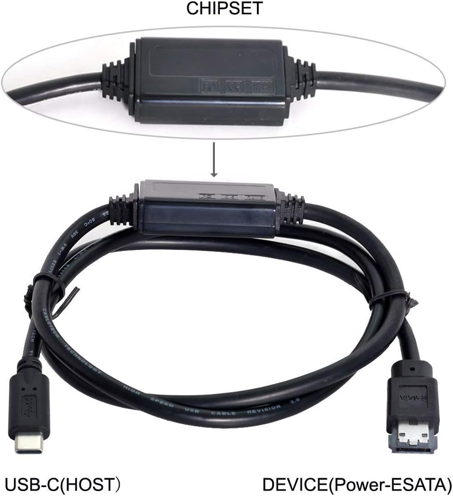 xiwai USB-C auf Power Over eSATA DC5V Adapter USB 3.0 auf HDD/SSD/ODD eSATAp Konverter