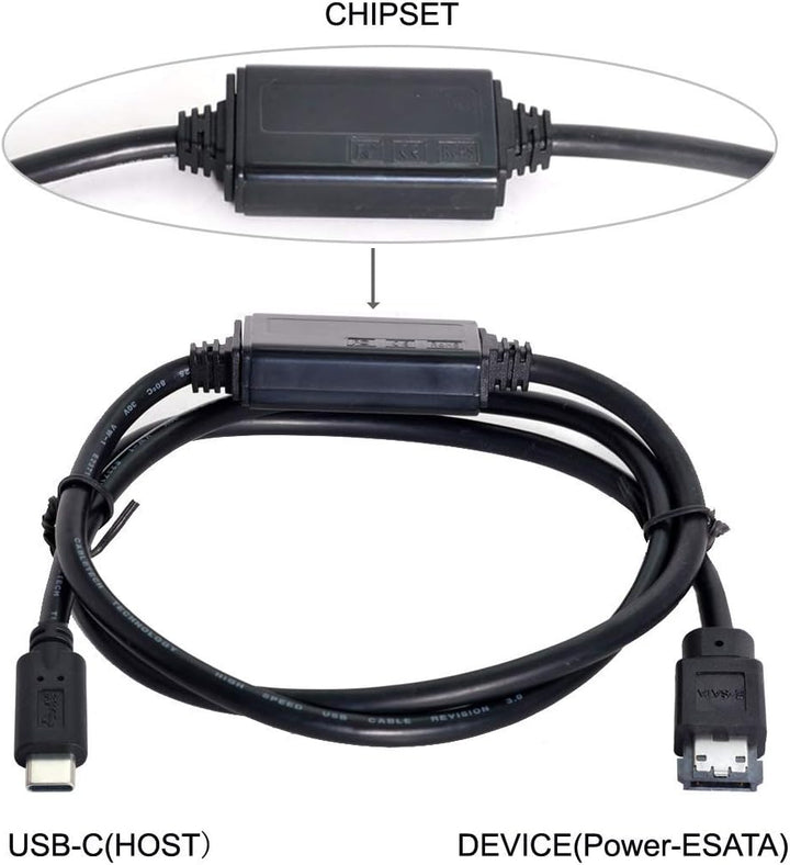 xiwai USB-C auf Power Over eSATA DC5V Adapter USB 3.0 auf HDD/SSD/ODD eSATAp Konverter