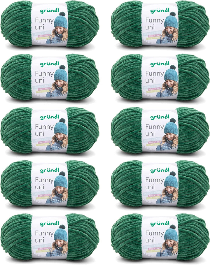 Gründl Funny uni Strick- & Häkelgarn (samtartiges Chenille-Garn aus 100 % Polyester, 10 x 100 g / 12