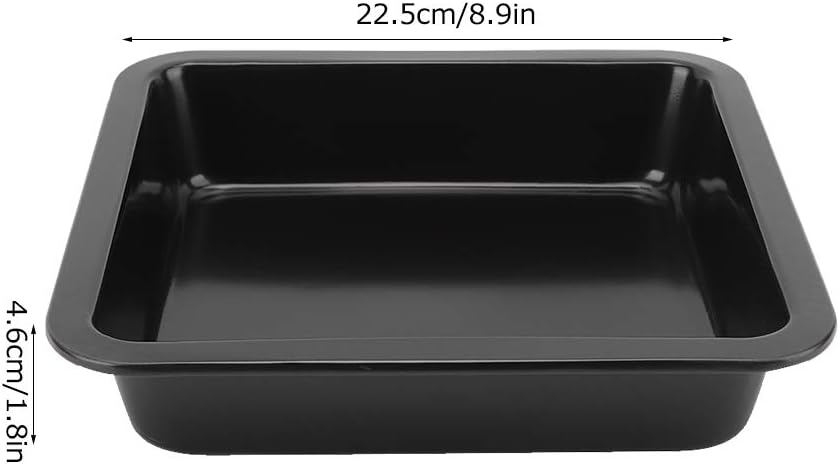 Tissting 2 Stück Kastenform 22 x 22 x 4,6 cm Quadratisch Brot Backform Schwarz Karbonstahl Antihaftb