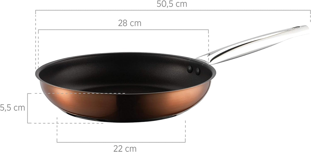 MÄSER Asterion Topfset in modernem kupferfarbenem Design, 4 Töpfe, 1 antihaftbeschichtete Pfanne und