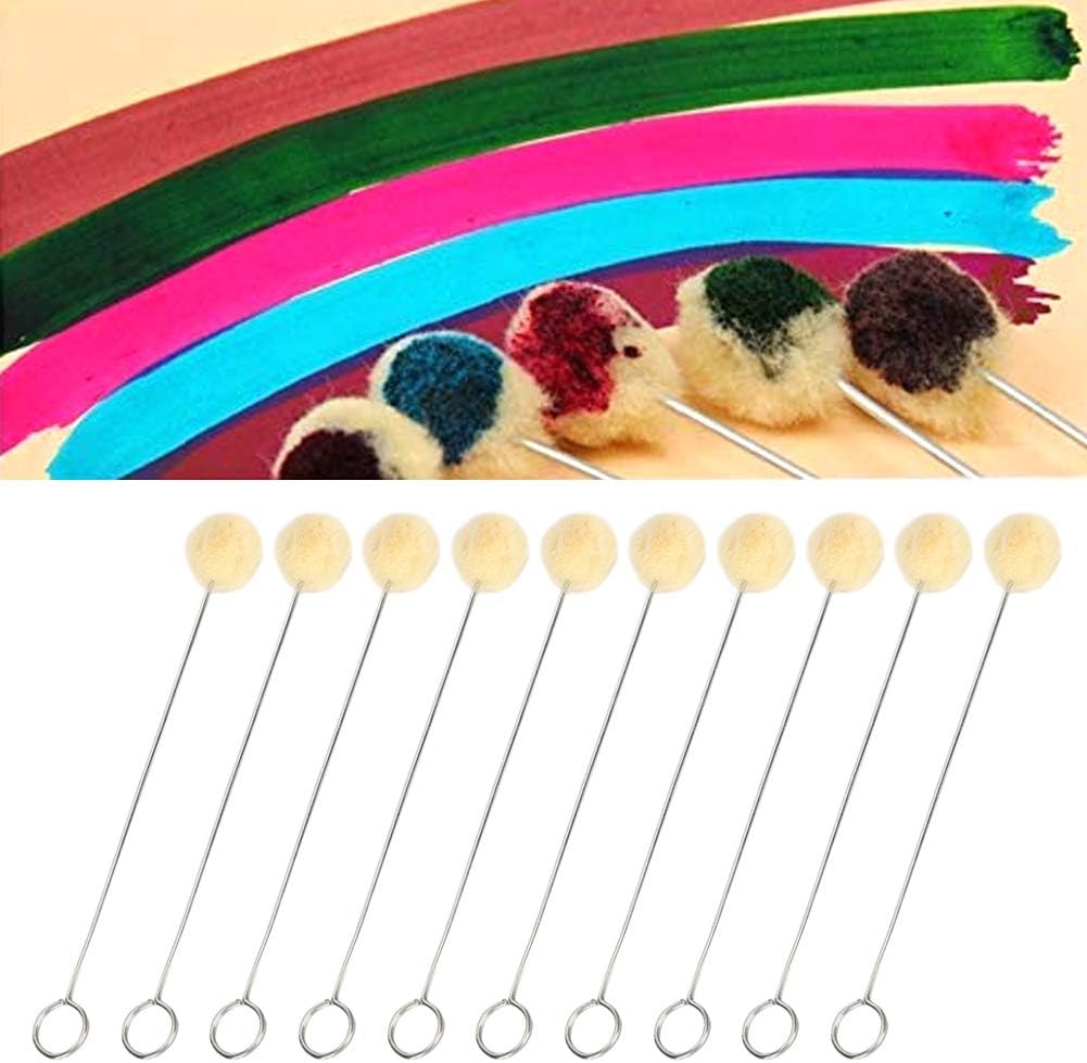 Garosa 100 Stück Wool Daubers Ball mit Metallgriff Leder Dye Tool Dye Dauber Färbepinsel Applikator