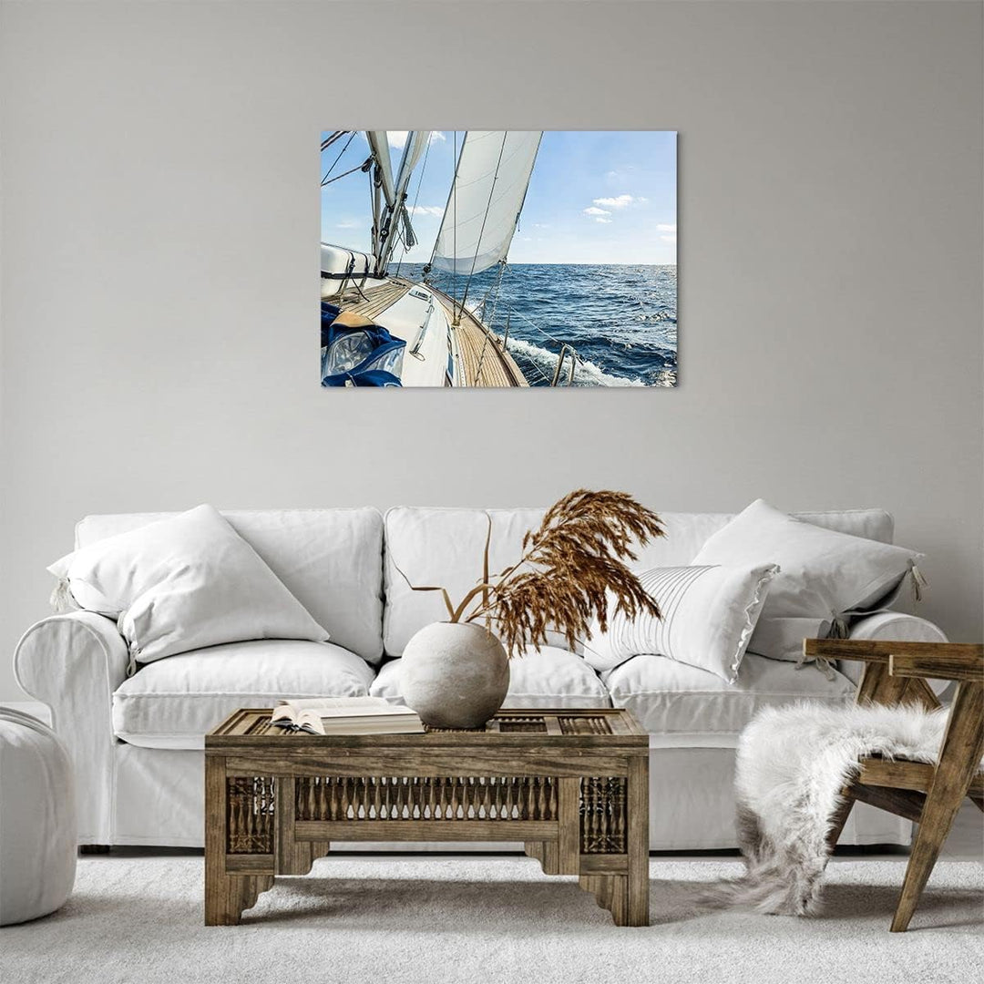 ARTTOR Bilder auf Leinwand Meer Kreuzfahrt Segel Leinwandbild 70x50cm Wandbilder Dekoration Wohnzimm