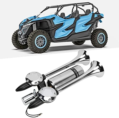 Lufthupe für LKW, 12V/24V 300dB Dual Trompete Super Loud Train Hupe Kit, Chrom-Zink-Autohupe für All