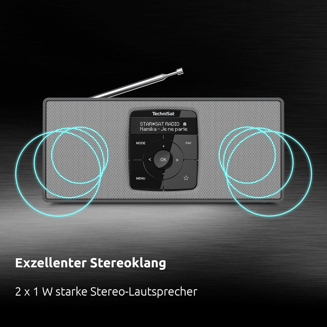 TechniSat DIGITRADIO 2 S - Tragbares DAB Stereo-Radio mit Akku (DAB+, UKW, Bluetooth Audiostreaming,