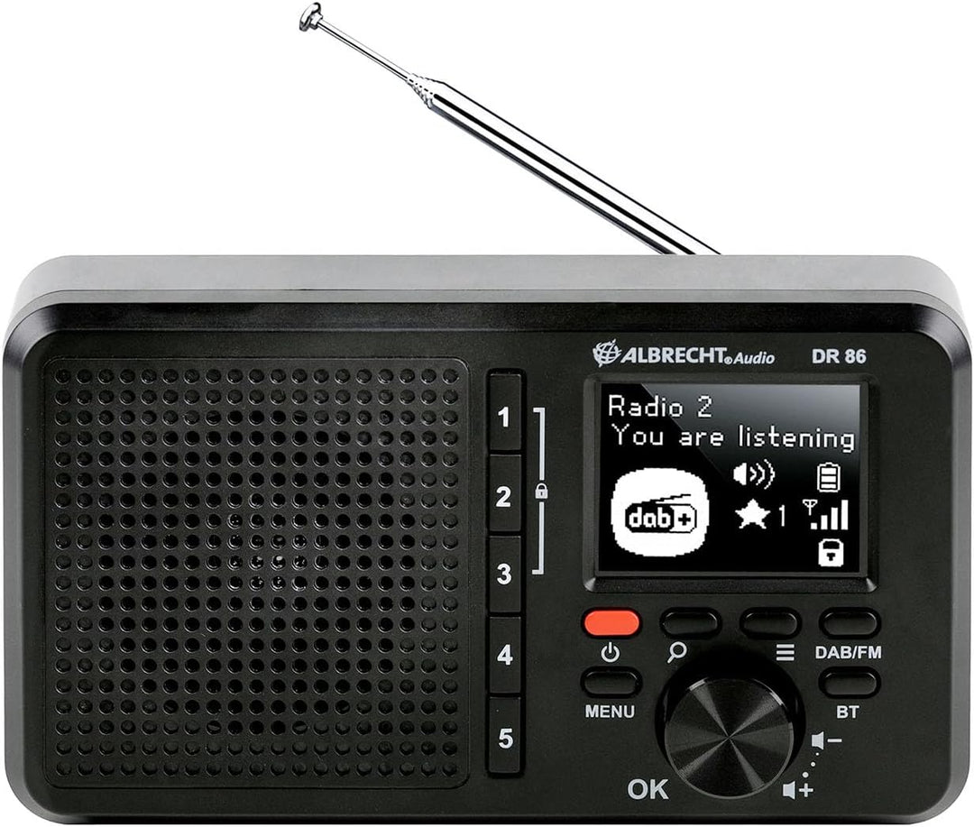 Albrecht DR 86 kleines Seniorenradio, 27861, DAB+/UKW, Musik Streaming, integrierter 2200mAh Akku, F