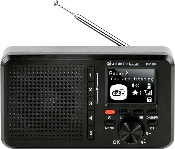 Albrecht DR 86 kleines Seniorenradio, 27861, DAB+/UKW, Musik Streaming, integrierter 2200mAh Akku, F