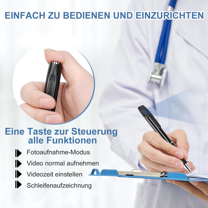 FINSUI Mini Kamera 32GB 1080P überwachung Kamera Tragbare kleine Überwachungskamera Stiftkamera Kame