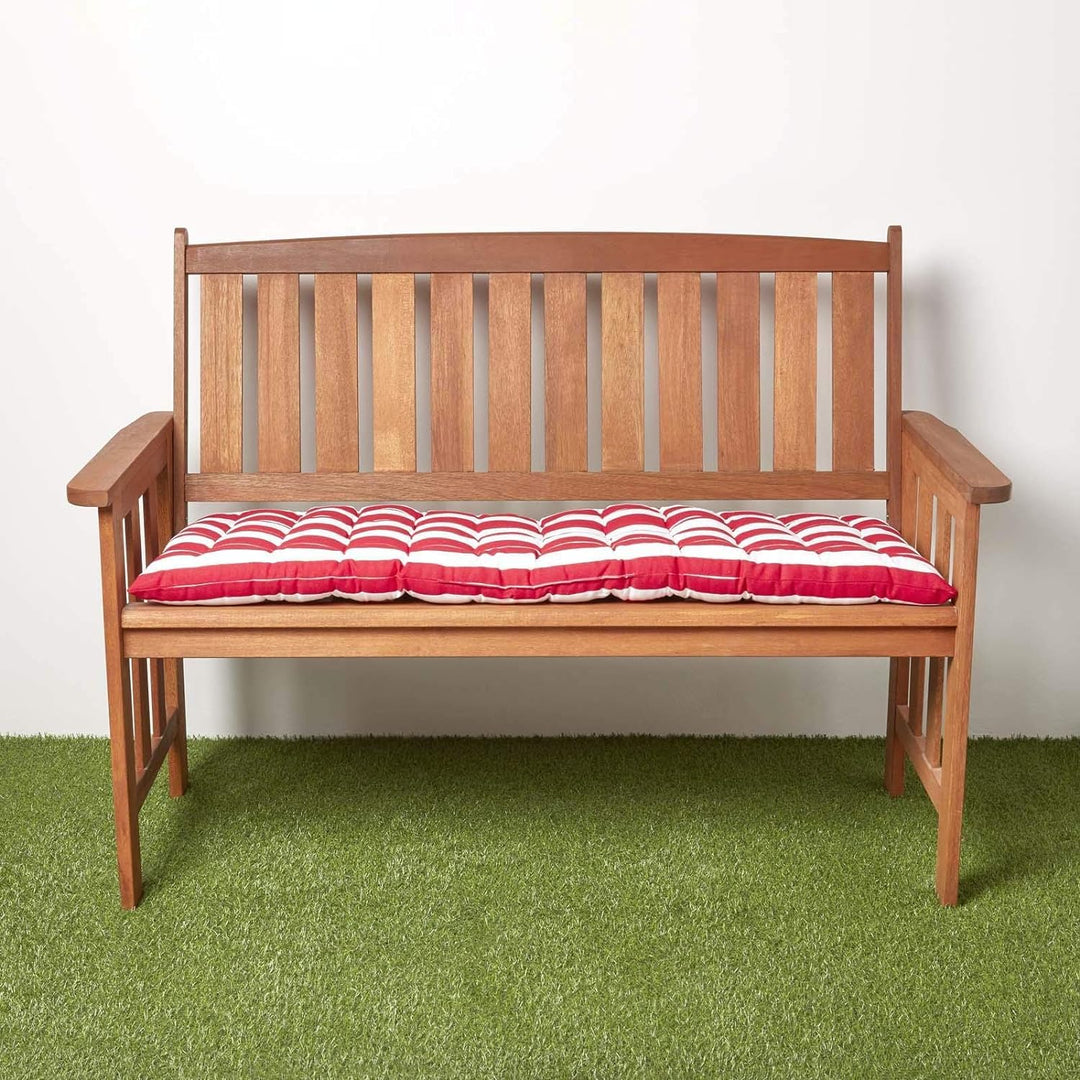 Homescapes gestreifte Bankauflage, rot, Sitzkissen für Bänke und Gartenbänke mit Bezug aus 100% Baum