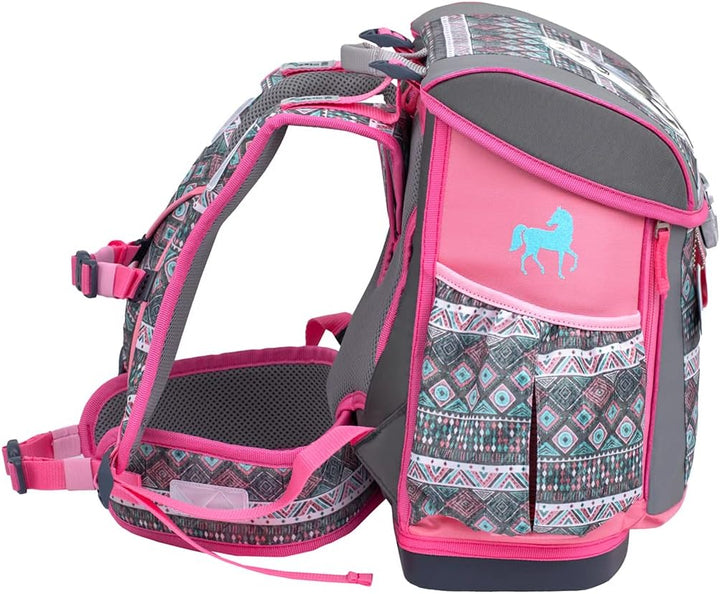 Belmil 404-20 Schulranzen Set 4 - teilig (404-20/AG/S Horse Aruba Blue), Horse Aruba Blue