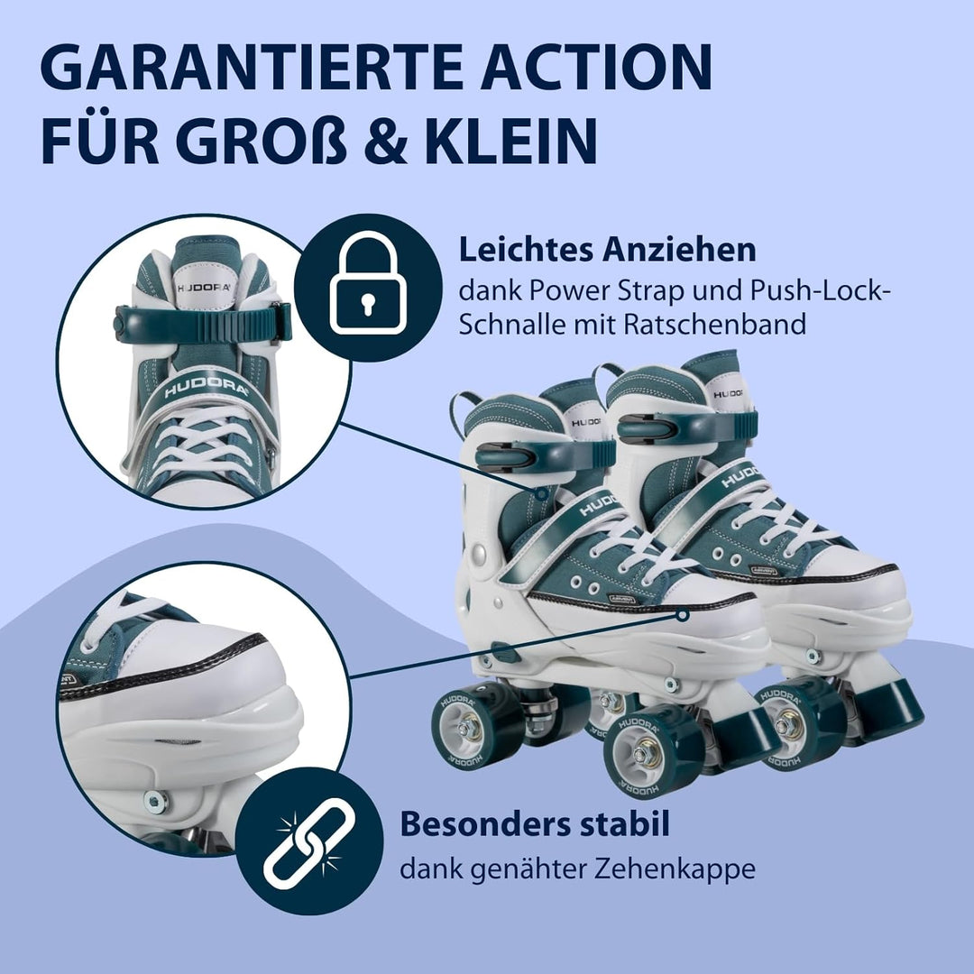 HUDORA Roller Skates, Sneaker für Kinder und Jugendliche - Grössenverstellbare Rollschuhe - Komforta
