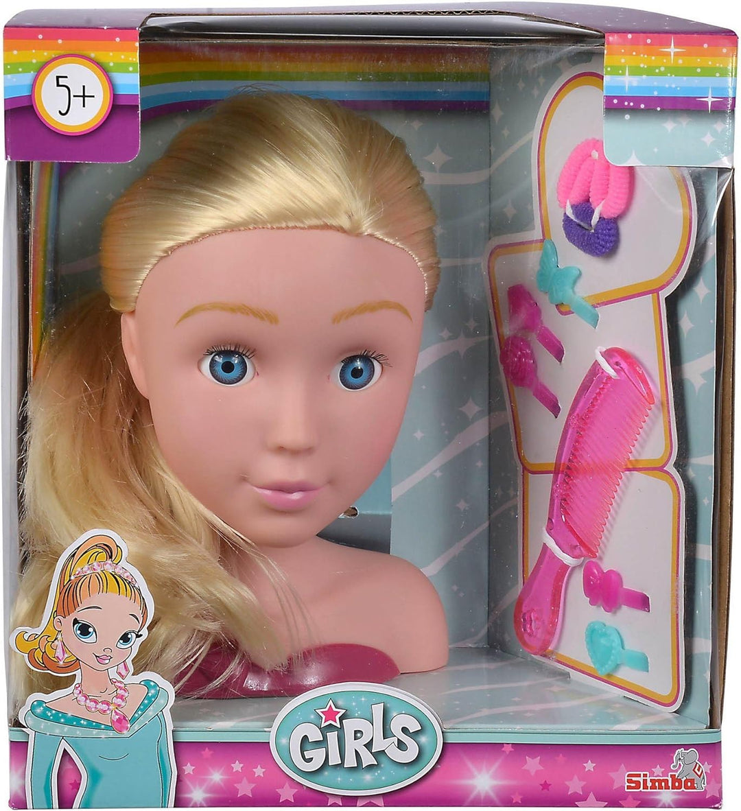 Steffi Love Girls Frisierkopf, mit Haarstyling Zubehör, 10 Teile, 9cm, ab 5 Jahre