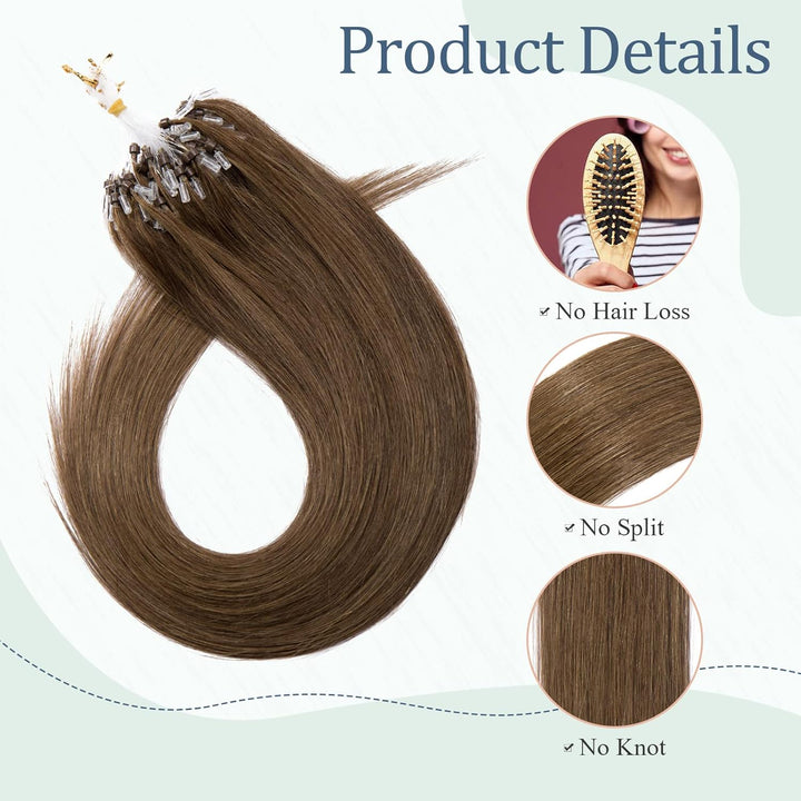 Silk-co Microring Extensions Echthaar 0.5g Haarteile Echthaar 100 Strähnen Weich Glatt Haarverlänger