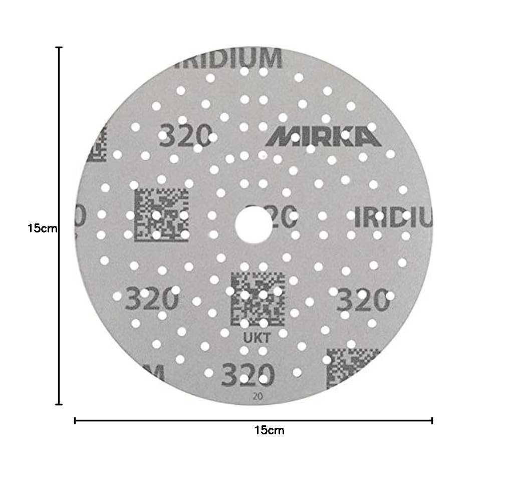 100x MIRKA Haftschleifscheibe IRIDIUM Grip 121L 150mm K.320 f.HO/Metall/Lack/Ku. Korn P320, Korn P32