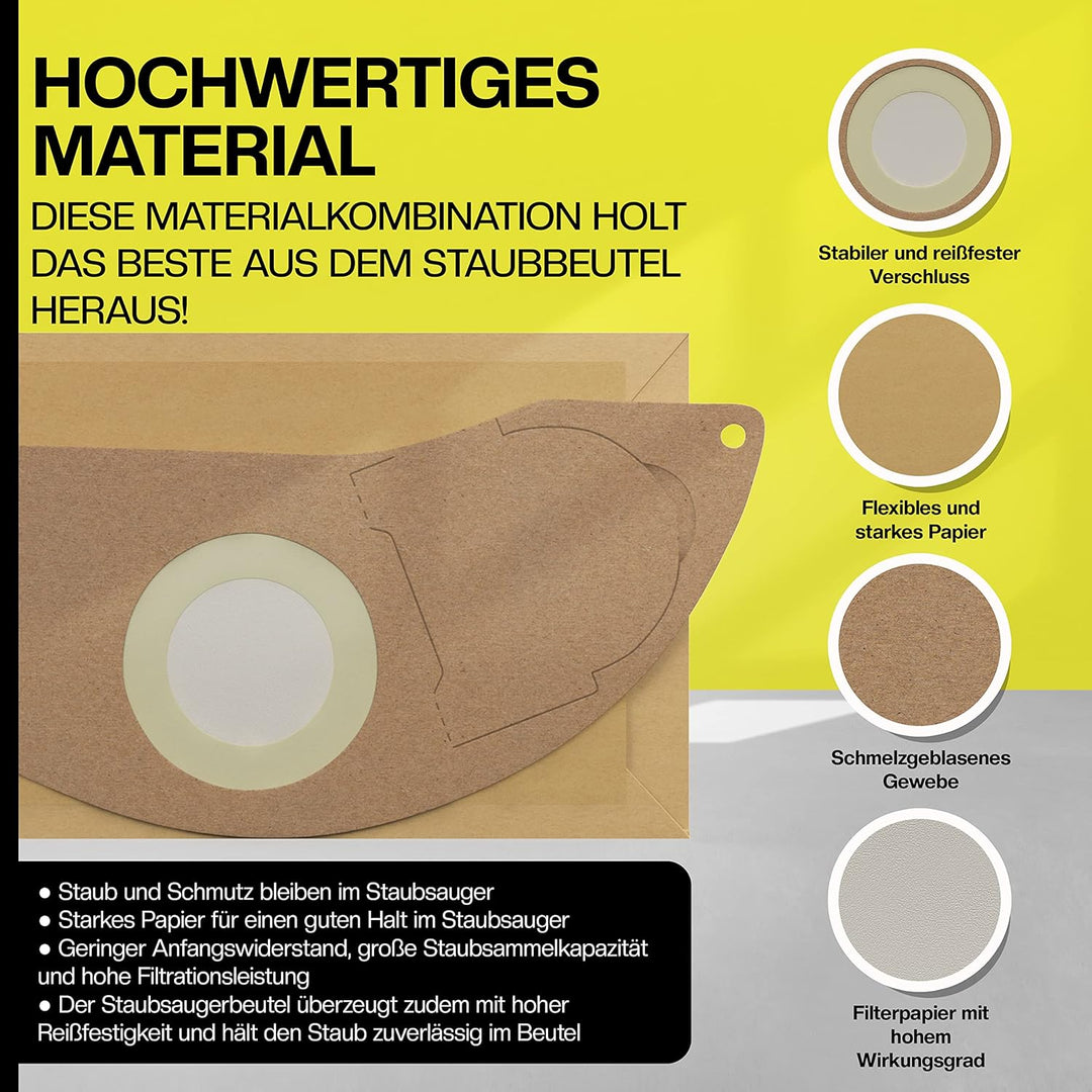 10 Staubsaugerbeutel fΓΌr KΓ€rcher Staubsauger WD2 Beutel FiltertΓΌten 6.904-332.0/69043320 10x WD2, 10
