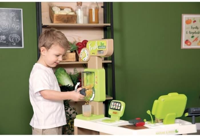 Smoby - Supermarkt Fresh Market - Bio-Supermarkt mit Spielkasse, Einkaufskorb, viel Zubehör und Elek