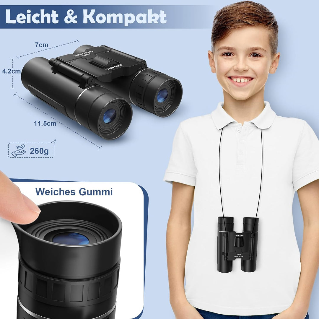 BEBANG Fernglas 10x25 für Kinder Erwachsene, kleines kompaktes leichtes Mini fernglas für Vogelbeoba