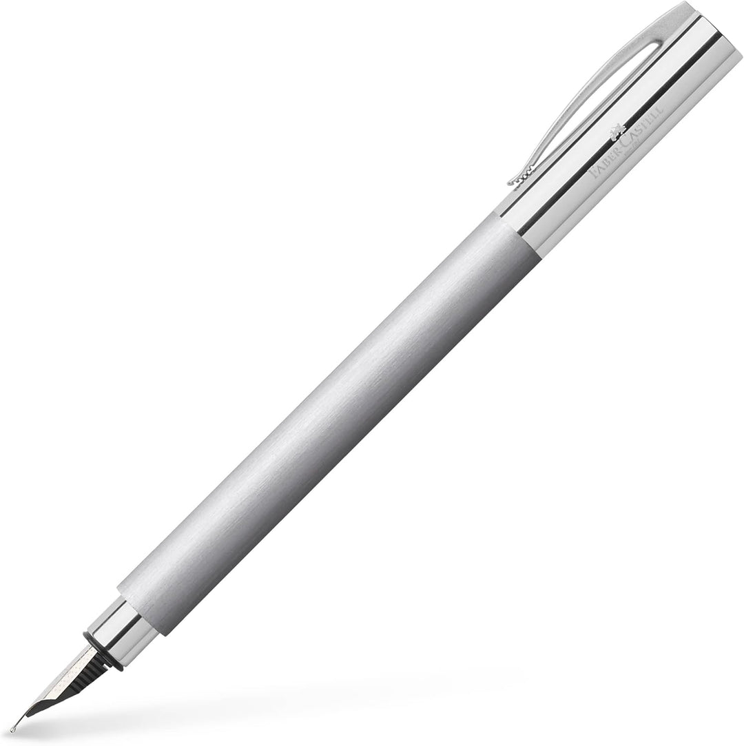 Faber-Castell 148391 - Füllfederhalter AMBITION Edelstahl, Feder: F, inklusive Geschenkverpackung, S